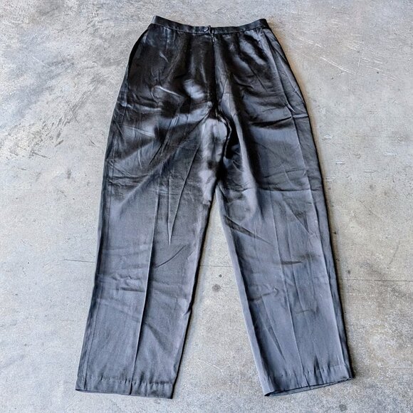 Vintage Spitalnick and Co Black High Rise Pleated Tapered Silk Pants - Picture 9 of 9